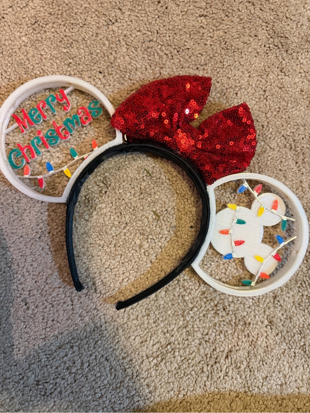 Holiday disney Christmas  Sequin Minnie Ears Headband - Red